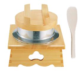 ご自宅で、簡単本格釜飯を！ 桧　釜めしセット　180×180×H155mm　しゃもじ付　(1-2164-0701)