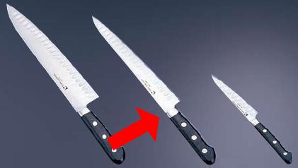 送料無料 包丁・ナイフ 堺 菊守 サーモン型包丁 筋引サーモン(両刃) 24cm (1-0314-1701)|食器の通販 KYOEI