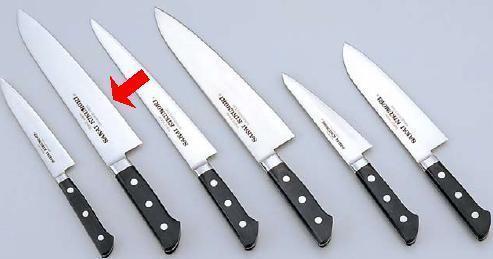 送料無料 包丁・ナイフ 堺菊守SKKバナジウム鋼包丁（口金付）　牛刀　（両刃）　27cm　(1-0314-1004)