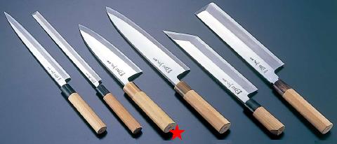 送料無料 包丁・ナイフ 正本　本霞・玉白鋼 出刃　包丁（片刃）　22.5cm　(1-0301-0309)