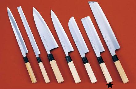 包丁・ナイフ 佐文　青鋼　薄刃包丁　（片刃）　19.5cm　(1-0297-1602)