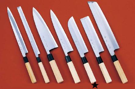 包丁・ナイフ 佐文　青鋼　鎌型薄刃包丁　（片刃）　18cm　(1-0297-1501)｜食器の通販 KYOEI
