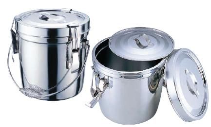 楽天市場】18-8 目盛付二重食缶 (クリップ付) 14L【給食用スープ入れ