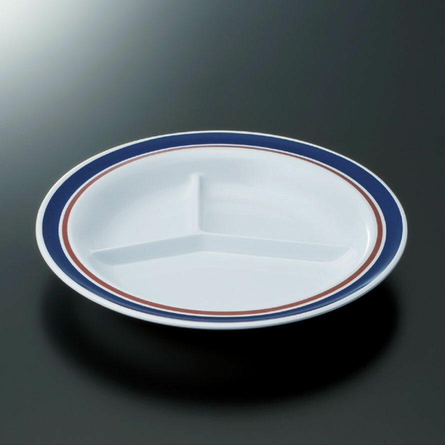 楽天市場】メラミン製 ハッピー 三ツ仕切皿 （220×200×34） 三信