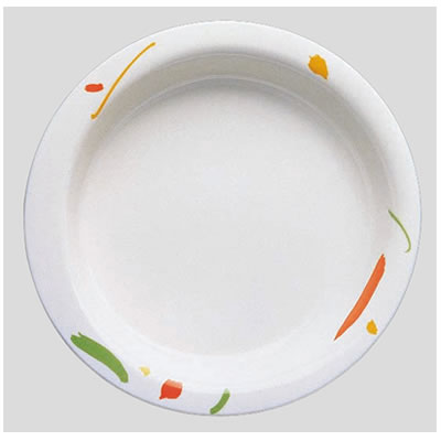 送料無料 Daiwa|プラスチック食器|メラミン製|介護・自助食器|病院|施設 10個セット/10個以上端数注文可 主菜皿・大　ワルツ(Φ215×H35mm・640ml)　(台和)[HS-100-WA]