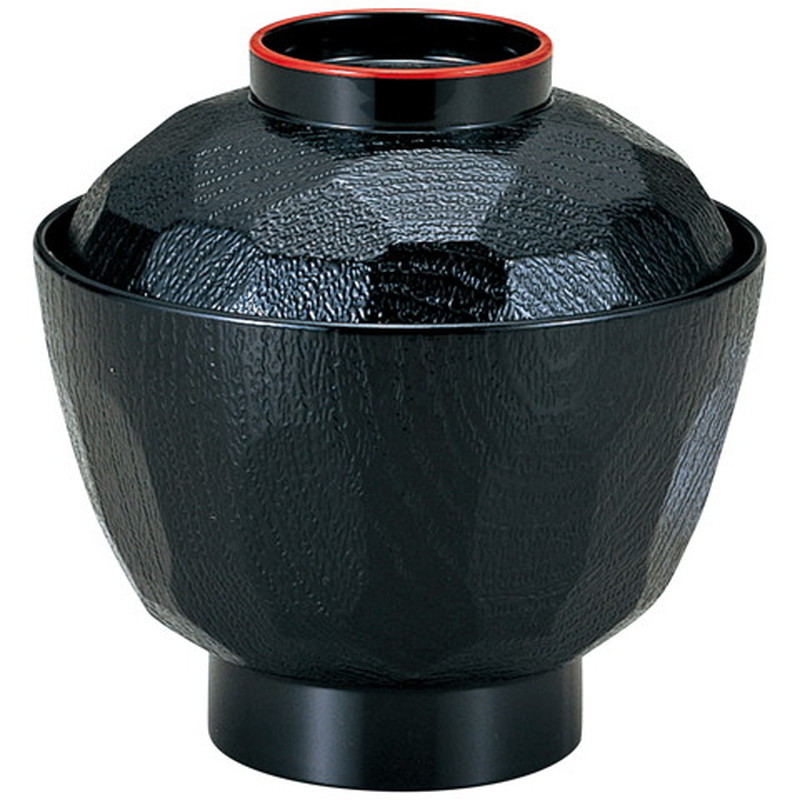 蓋付き飯椀 黒真塗　木製　10客 蓋付き飯椀 黒真塗木製10客