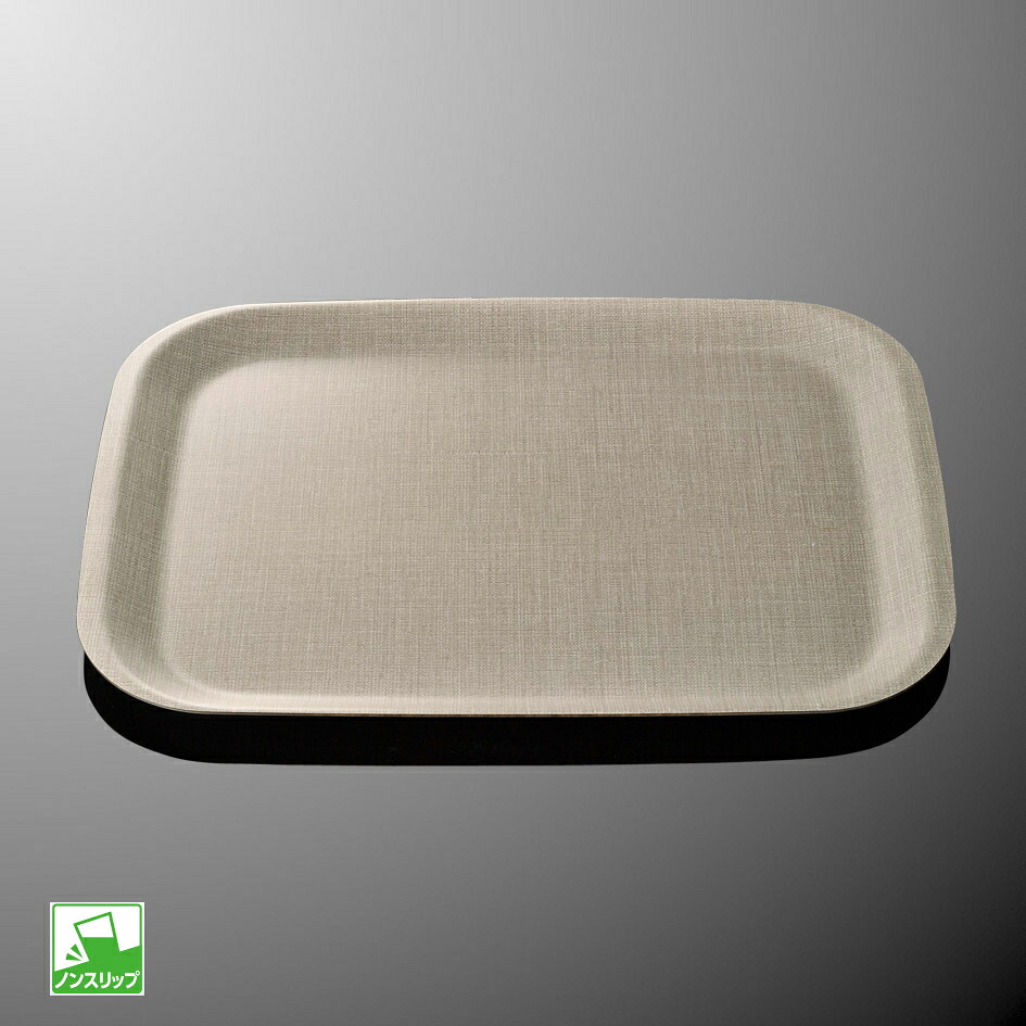 紙・樹脂 44cm長角NOSトレー 440Ｘ330mm H17mm リネンベージュ ラミネウェア[NKN5LB] マルケイ 業務用 ノンスリップ 滑りにくい 長角盆 長方形 カフェ トレイ おしゃれ eco エコ
