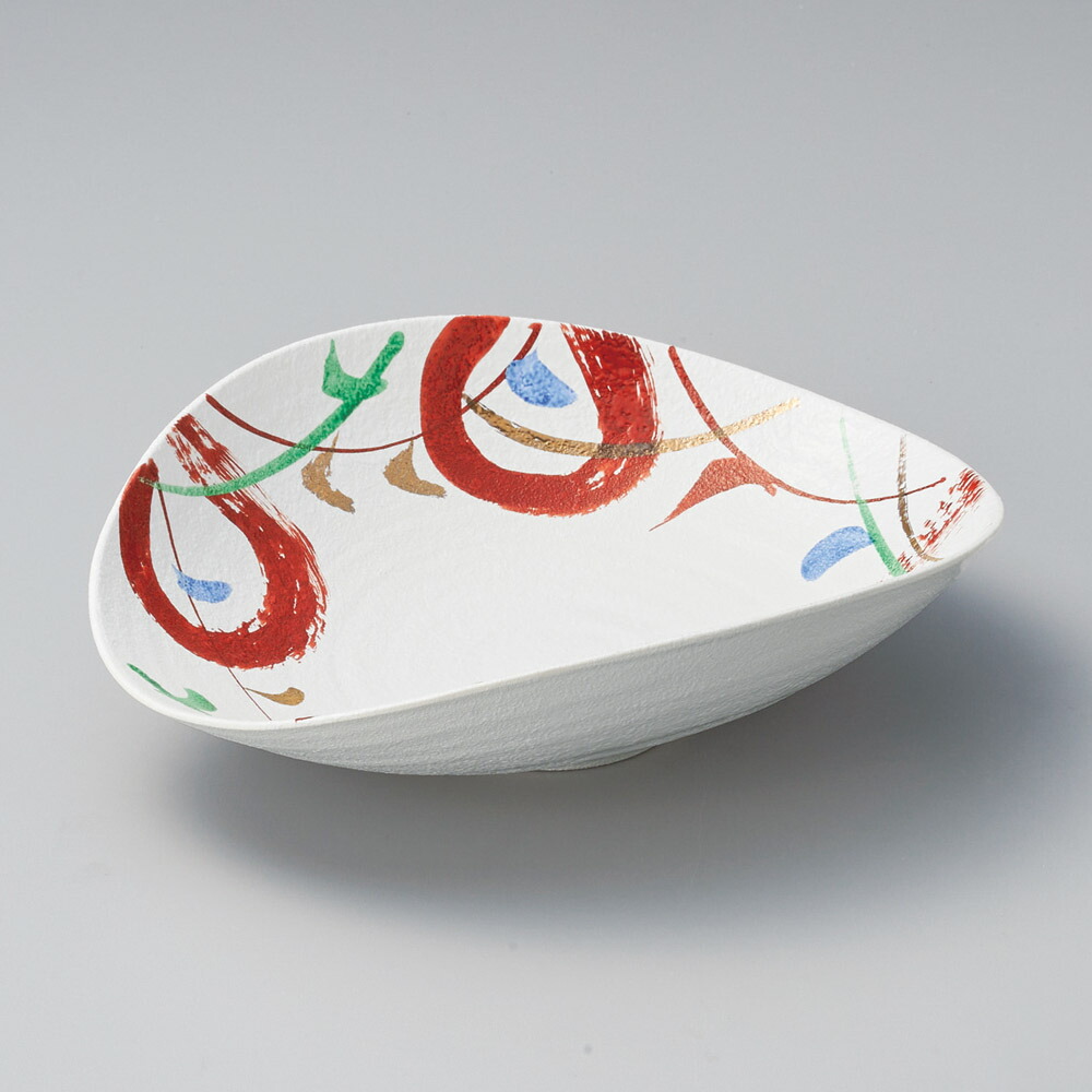 【1点販売/5点セット販売】強化セラミック 赤絵刷毛目盛鉢 (24.4×21×7cm) UTSUWA[23-6-717] 日本製 和食器 KYOEI陶器市 代引不可