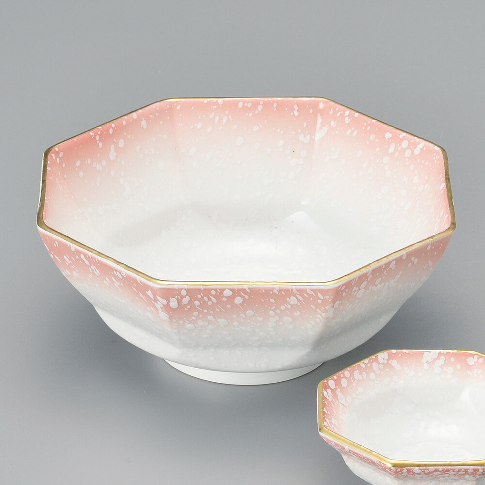 【1点販売/5点セット販売】強化セラミック ピンク吹八角刺身鉢 (15.5×6.3cm) UTSUWA[38-17-717] 日本製 和食器 KYOEI陶器市 代引不可