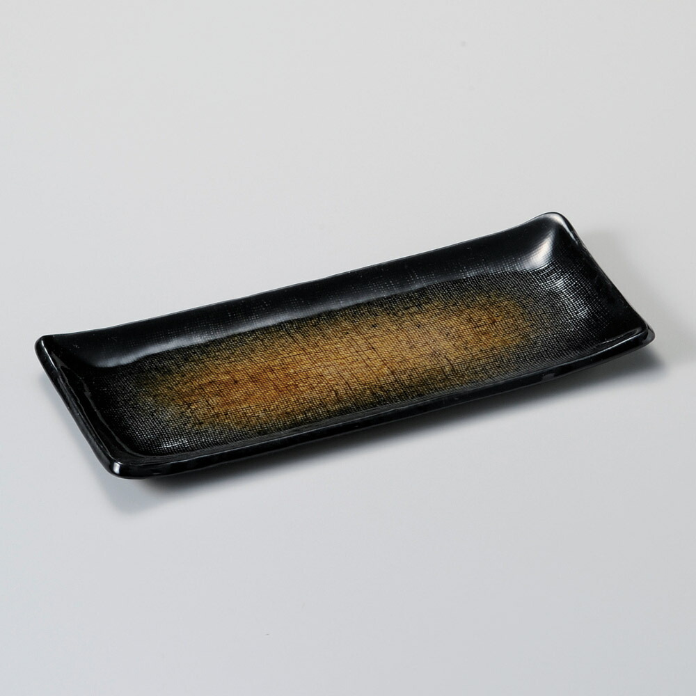【5点セット販売】強化セラミック 黒茶吹あゆ皿 (25.2×10.5×1.9cm) UTSUWA[115-11-727] 日本製 和食器 KYOEI陶器市 代引不可