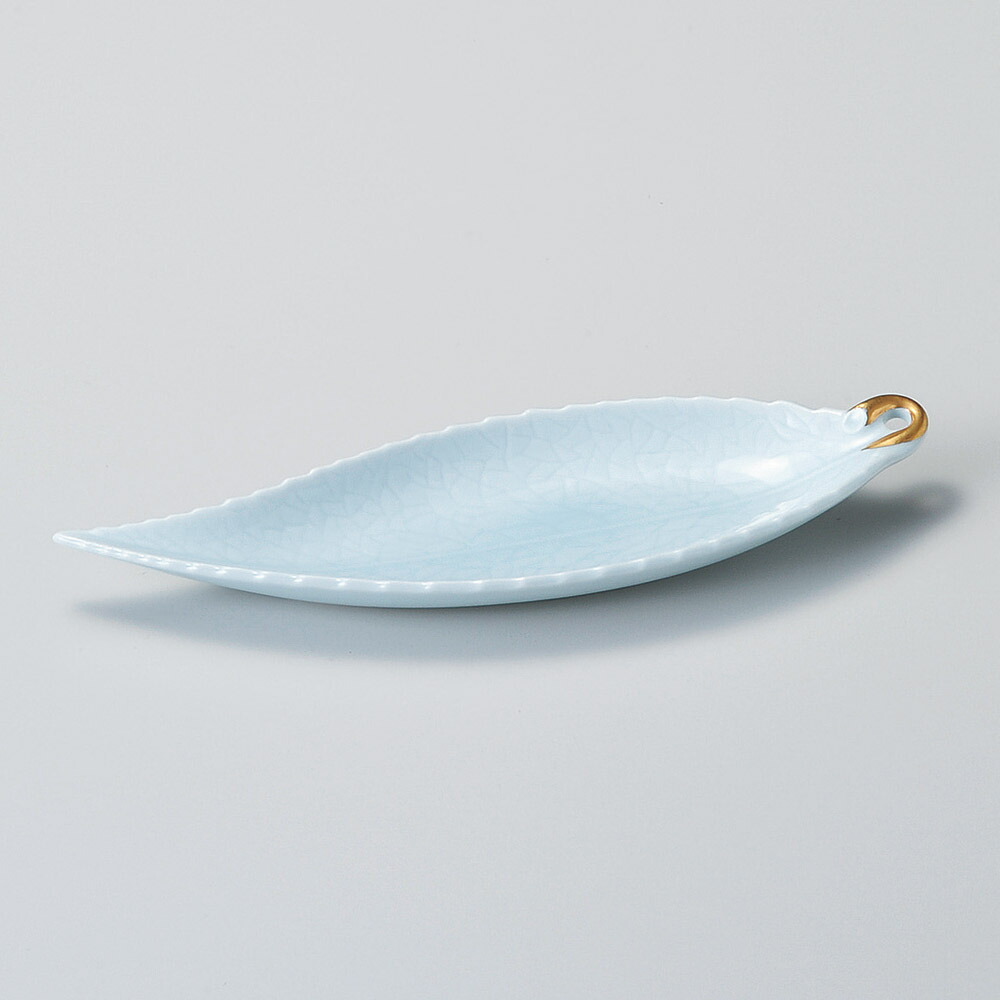 【1点販売/5点セット販売】強化セラミック 青白木ノ葉皿 (23×7.3×2cm) UTSUWA[133-9-057] 日本製 和食器 KYOEI陶器市 代引不可