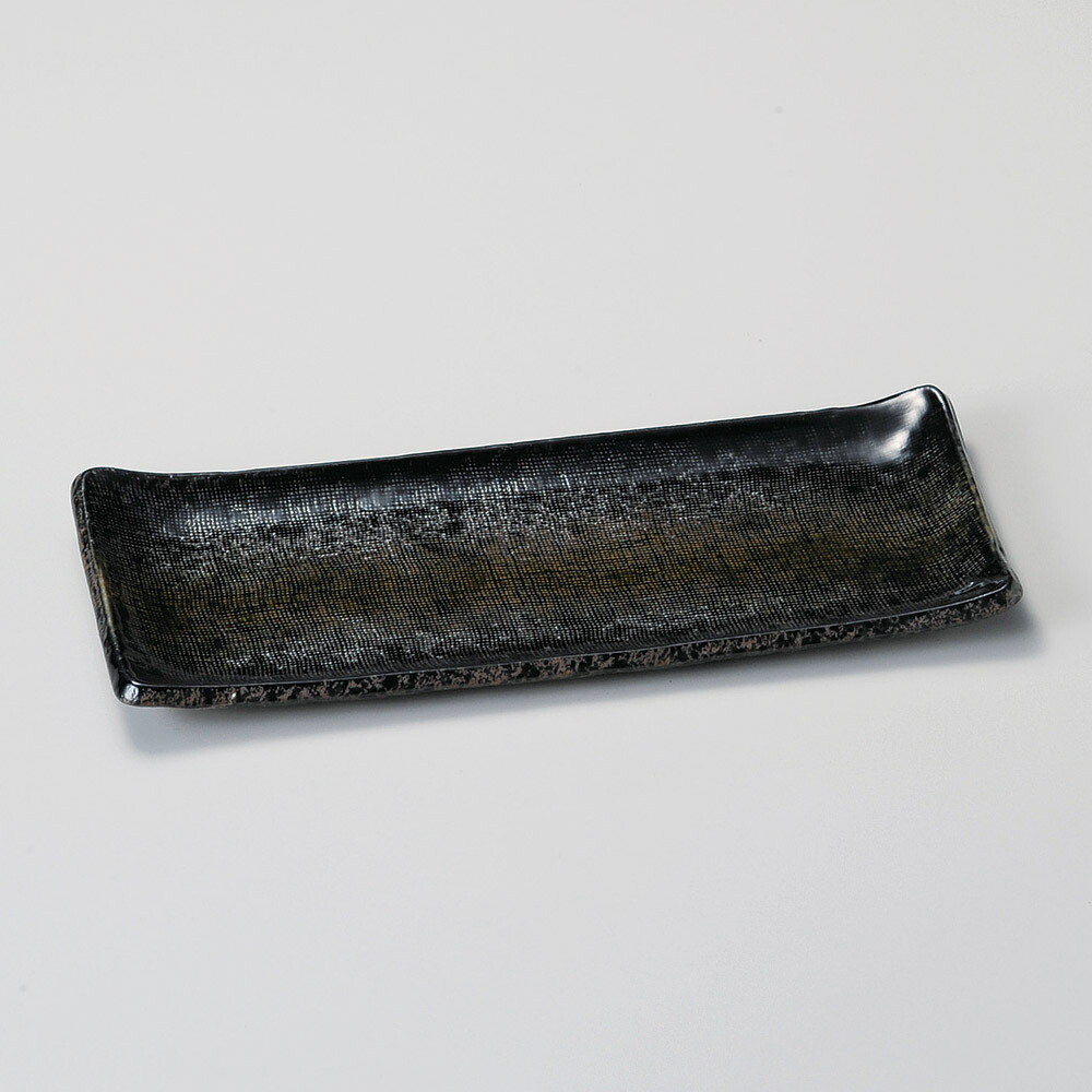 【5点セット販売】強化セラミック 黒緑彩鮎皿 (25×10.5×2cm) UTSUWA[134-26-717] 日本製 和食器 KYOEI陶器市 代引不可