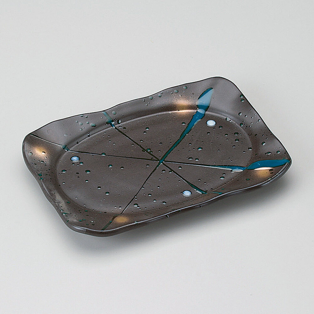 【5点セット販売】強化セラミック 黒釉あけぼの焼物皿 (21.5×14.5cm) UTSUWA[140-15-527] 日本製 和食器 KYOEI陶器市 代引不可 9,240円