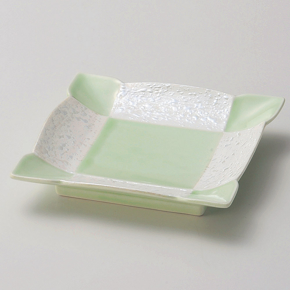 【5点セット販売】強化セラミック ヒワ釉真珠5.5正角皿 (15.4×15.4×2.8cm) UTSUWA[213-4-727] 日本製 和食器 KYOEI陶器市 代引不可