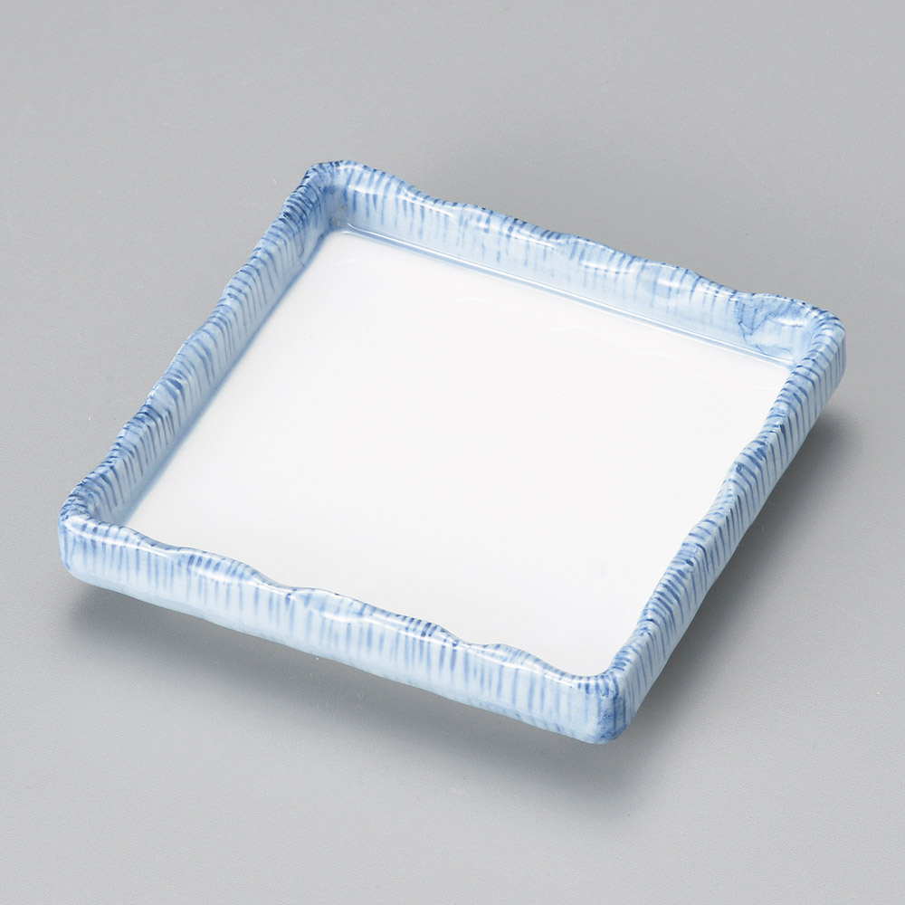 【5点セット販売】強化セラミック 呉須渕巻松花堂皿 (11.2×11.2×2.5cm) UTSUWA[234-22-717] 日本製 和食器 KYOEI陶器市 代引不可