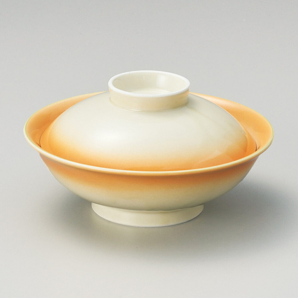 【1点販売/5点セット販売】強化セラミック 黄彩平蓋向(身・蓋セット) (16.7×8.7cm) UTSUWA[239-12-717] 日本製 和食器 KYOEI陶器市 代引不可