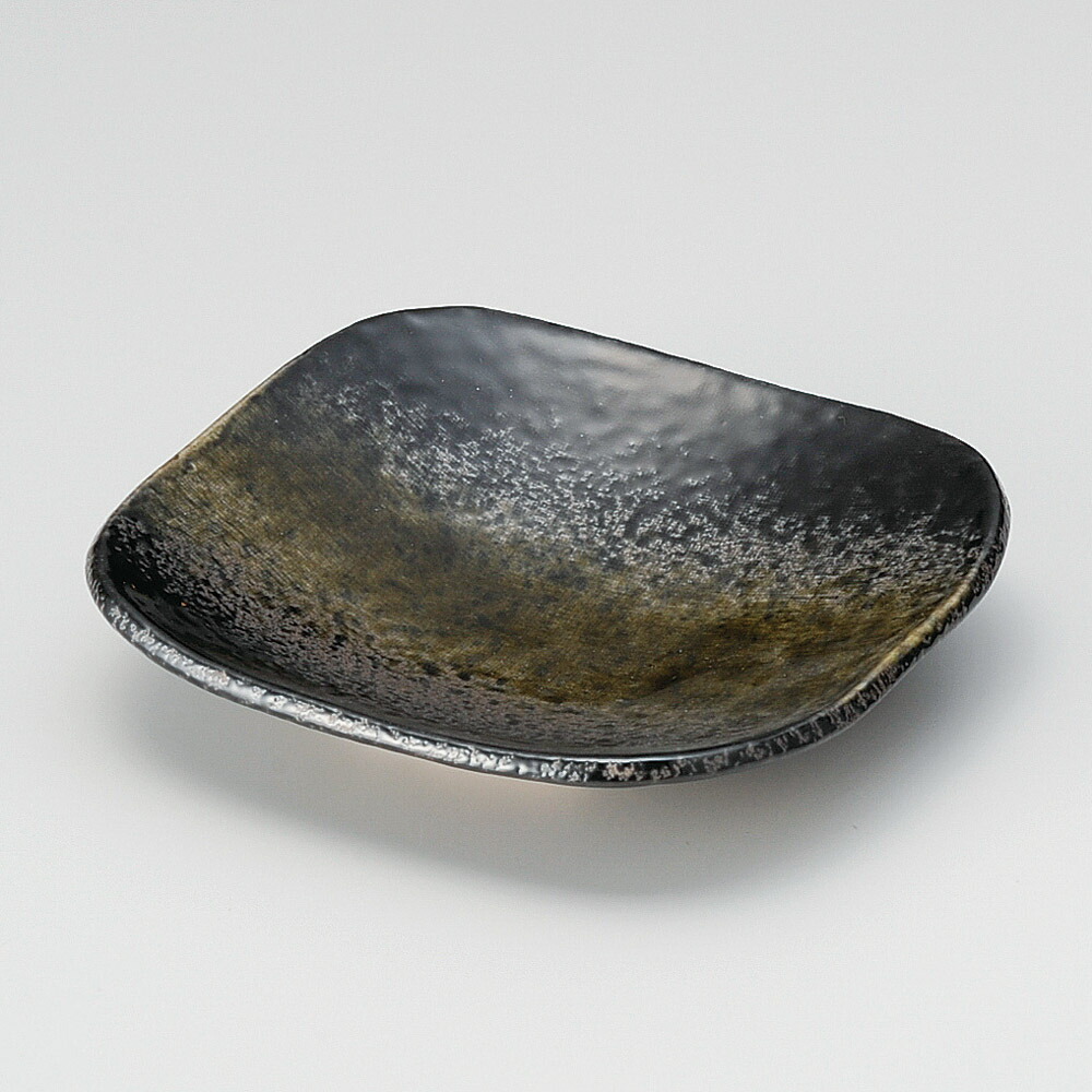 【5点セット販売】強化セラミック 黒緑彩向付 (15.5×15.5×3.4cm) UTSUWA[56-15-717] 日本製 和食器 KYOEI陶器市 代引不可