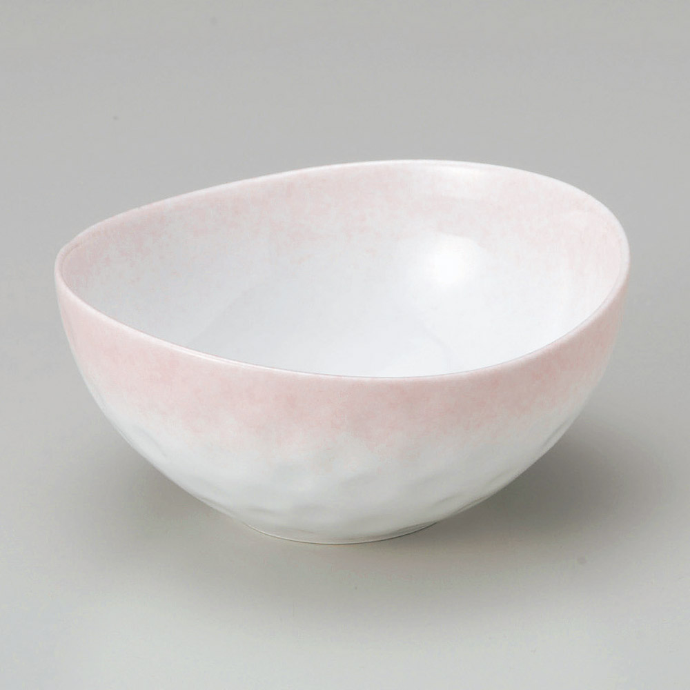 【1点販売/5点セット販売】強化セラミック ピンク吹楕円中鉢 (13.5×12.9×6.3cm) UTSUWA[77-1-717] 日本製 和食器 KYOEI陶器市 代引不可