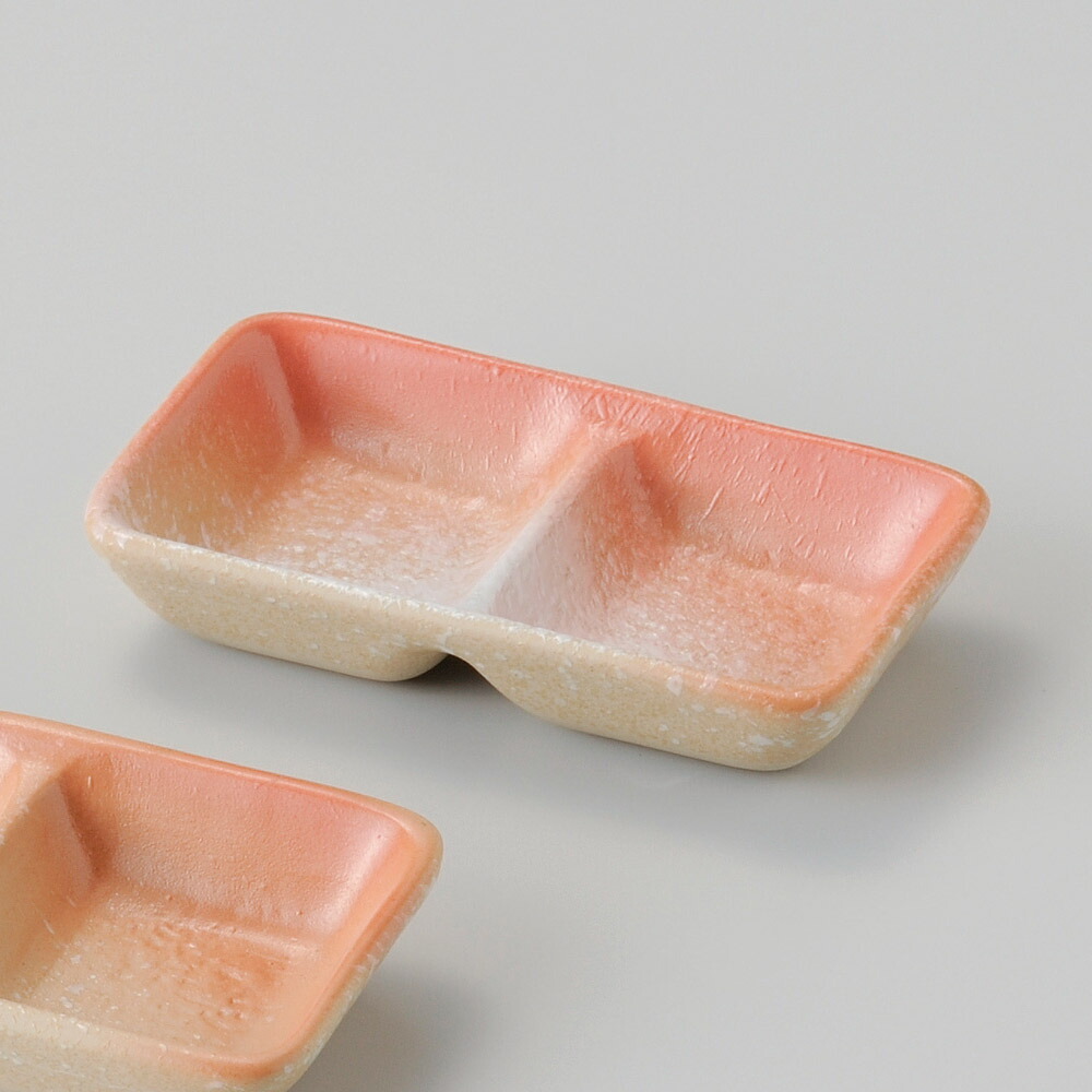 【5点セット販売】強化セラミック 雪どけ二品盛 (11.7×6.5×2.2cm) UTSUWA[292-2-717] 仕切り皿 薬味入れ 日本製 KYOEI陶器市 代引不可