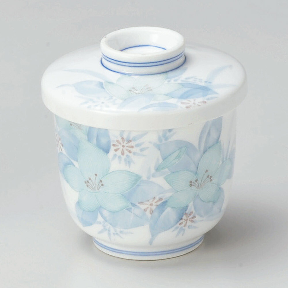 【1点販売/5点セット販売】強化セラミック 津和野むし碗 (8×9.5cm) UTSUWA[246-20-207] 蒸し碗 茶碗蒸し ちゃわんむし 蓋・身セット 和柄 和食器 日本製 KYOEI陶器市 代引不可