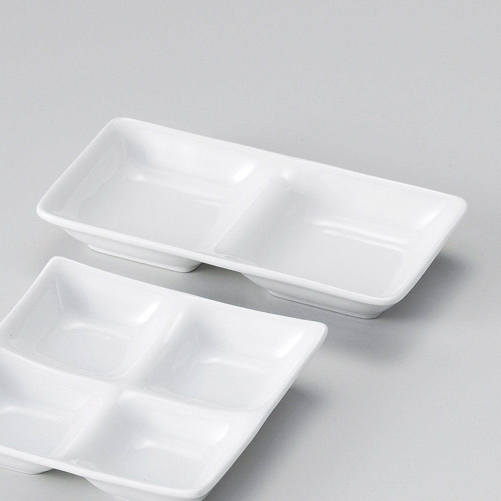【5点セット販売】強化セラミック 白スワン二品盛（大） (18×9×2.6cm) UTSUWA[294-1-717] 仕切り皿 薬味入れ 日本製 KYOEI陶器市 代引不可 4,544円