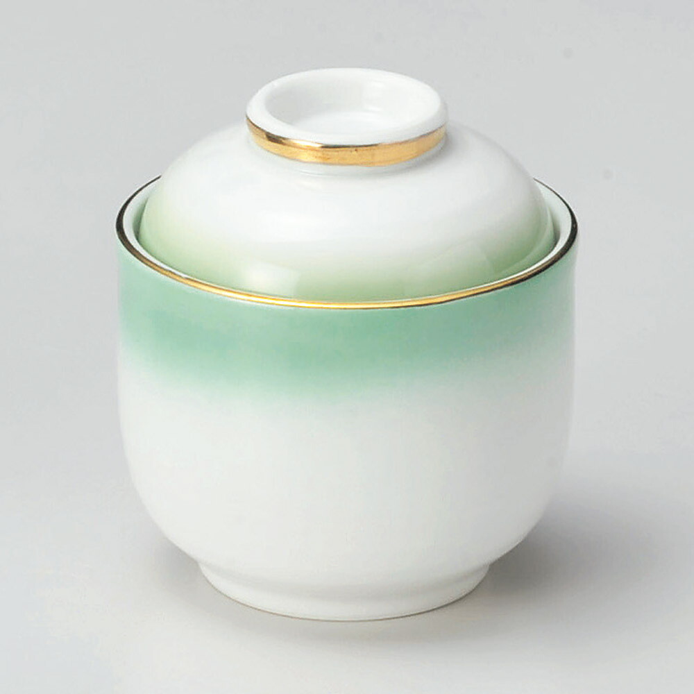 【5点セット販売】強化セラミック グリーンむし碗 (8×8.4cm) UTSUWA[247-11-717] 蒸し碗 茶碗蒸し ちゃわんむし 蓋・身セット 和柄 和食器 日本製 KYOEI陶器市 代引不可