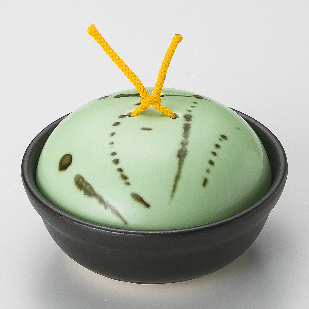 【1点販売/5点セット販売】蓋強化(直火OK) ヒワ釉黒飛ばし会席鍋（大） (15.8×8.6cm) UTSUWA[366-22-527] 日本製 KYOEI陶器市 代引不可