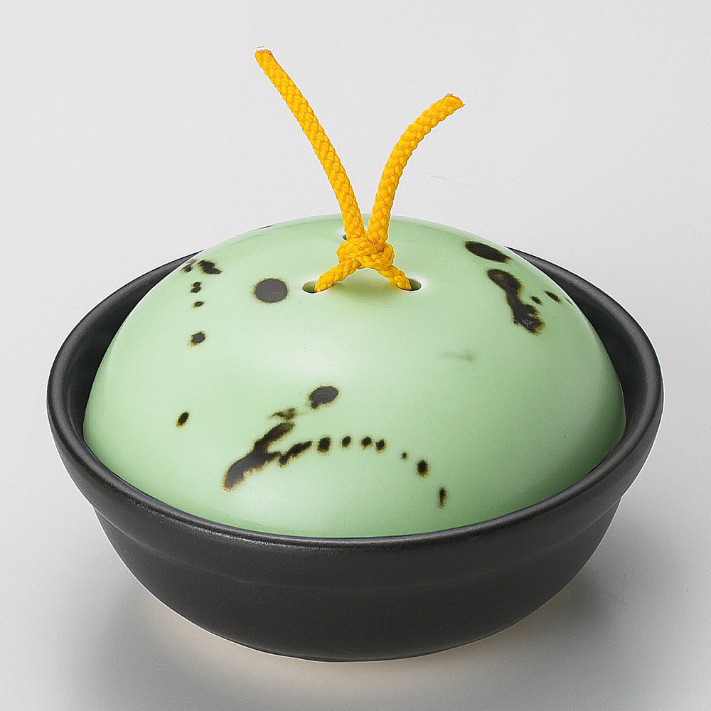 【1点販売/5点セット販売】蓋強化(直火OK) ヒワ釉黒飛ばし会席鍋（中） (15×8cm) UTSUWA[366-23-527] 日本製 KYOEI陶器市 代引不可