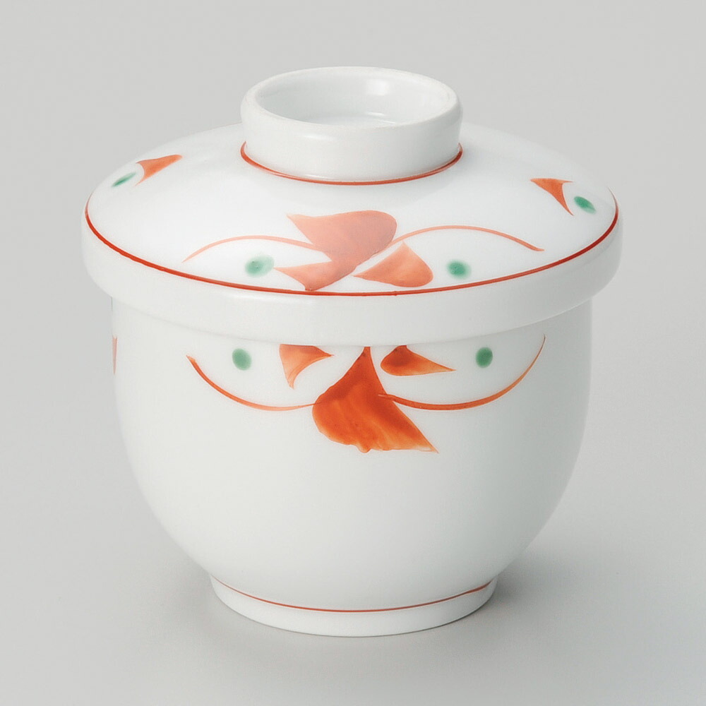 【1点販売/5点セット販売】強化セラミック 赤絵小花蒸し碗 （小） (8.5&times;8.3cm) UTSUWA[246-11-757] 蒸し碗 茶碗蒸し ちゃわんむし 蓋・身セット 和柄 和食器 日本製 KYOEI陶器市 代引不可｜食器の通販 KYOEI