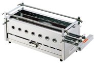 焼鳥器 ステンレス製 (横幅45cm) Ω18-0 三本パイプ焼台 (小)LPガス (1-0767-0601)