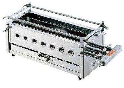 焼鳥器 ステンレス製 (横幅45cm) Ω18-0 三本パイプ焼台 (小) 12・13A(1-0767-0602)