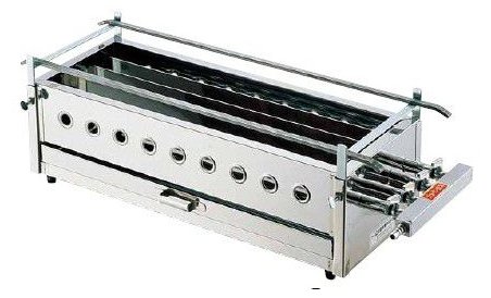 焼鳥器 ステンレス製 (横幅60cm) Ω18-0 四本パイプ焼台 (大) LPガス(1-0767-0701)