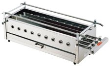焼鳥器 ステンレス製 (横幅60cm) Ω18-0 四本パイプ焼台 (大)12・13A (1-0767-0702)