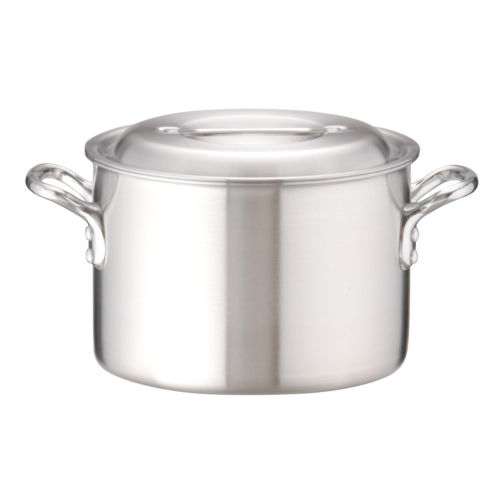アルミ DON 半寸胴鍋 24cm (蓋付) 業務用鍋 深型 調理鍋 AKAO ずんどうなべ スープ カレー 飲食店 給食 (1-0031-0203)