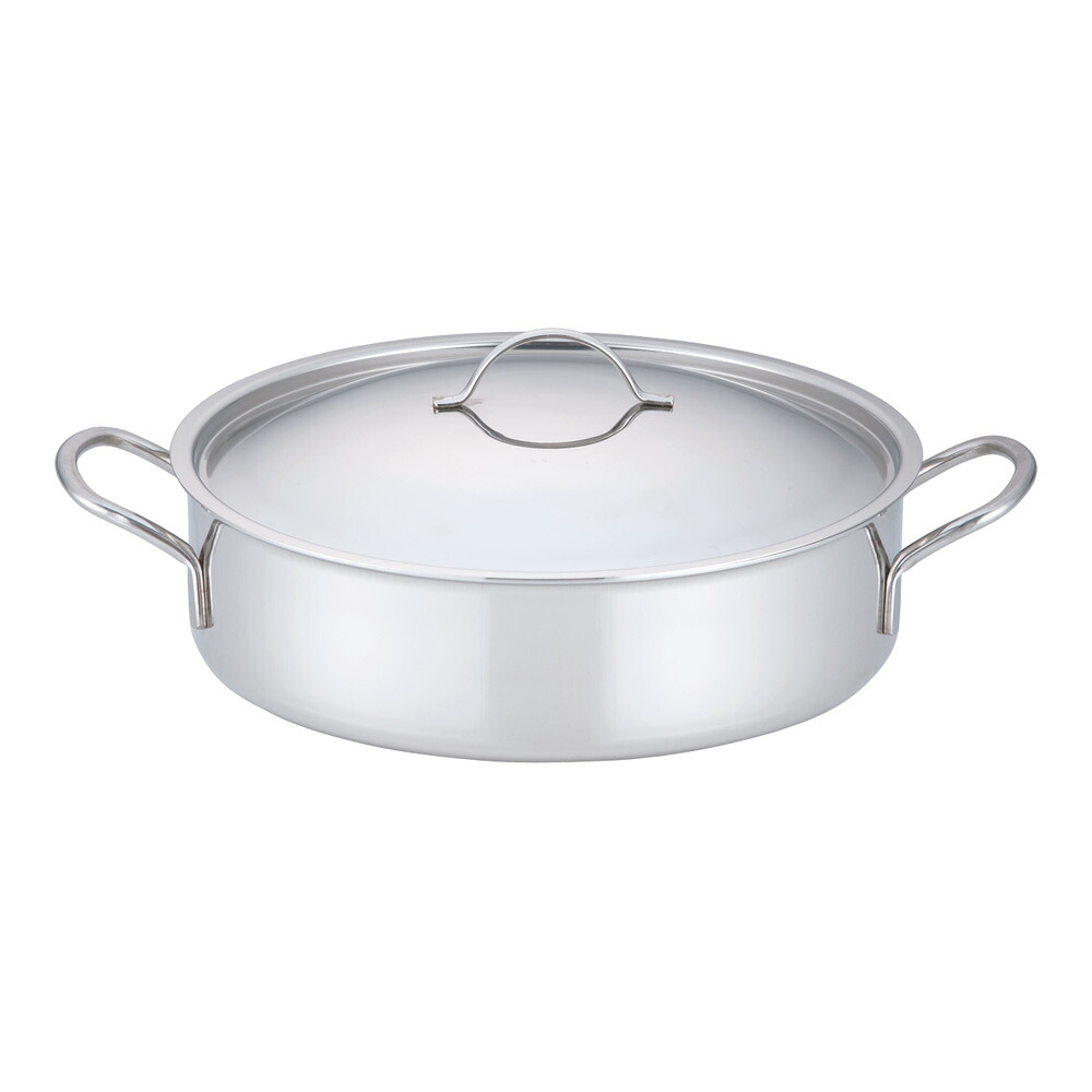 デバイヤー 18-10プライオリティ 外輪鍋 28cm (蓋付) 3693-28 IH対応 電磁調理器OK 18-10ステンレス プロ仕様 業務用 フタ付き 両手鍋 浅型鍋 (1-0022-0902)｜食器の通販 KYOEI