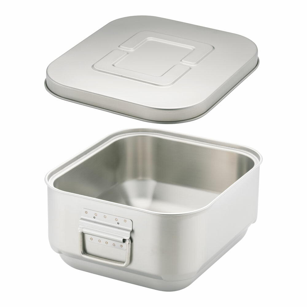 ステンレスタッパ　本体１2個　　 蓋7枚 7-4432-02 ステンレスバット (蓋付き) 240×180×40mm B2 【AXEL】 アズワン