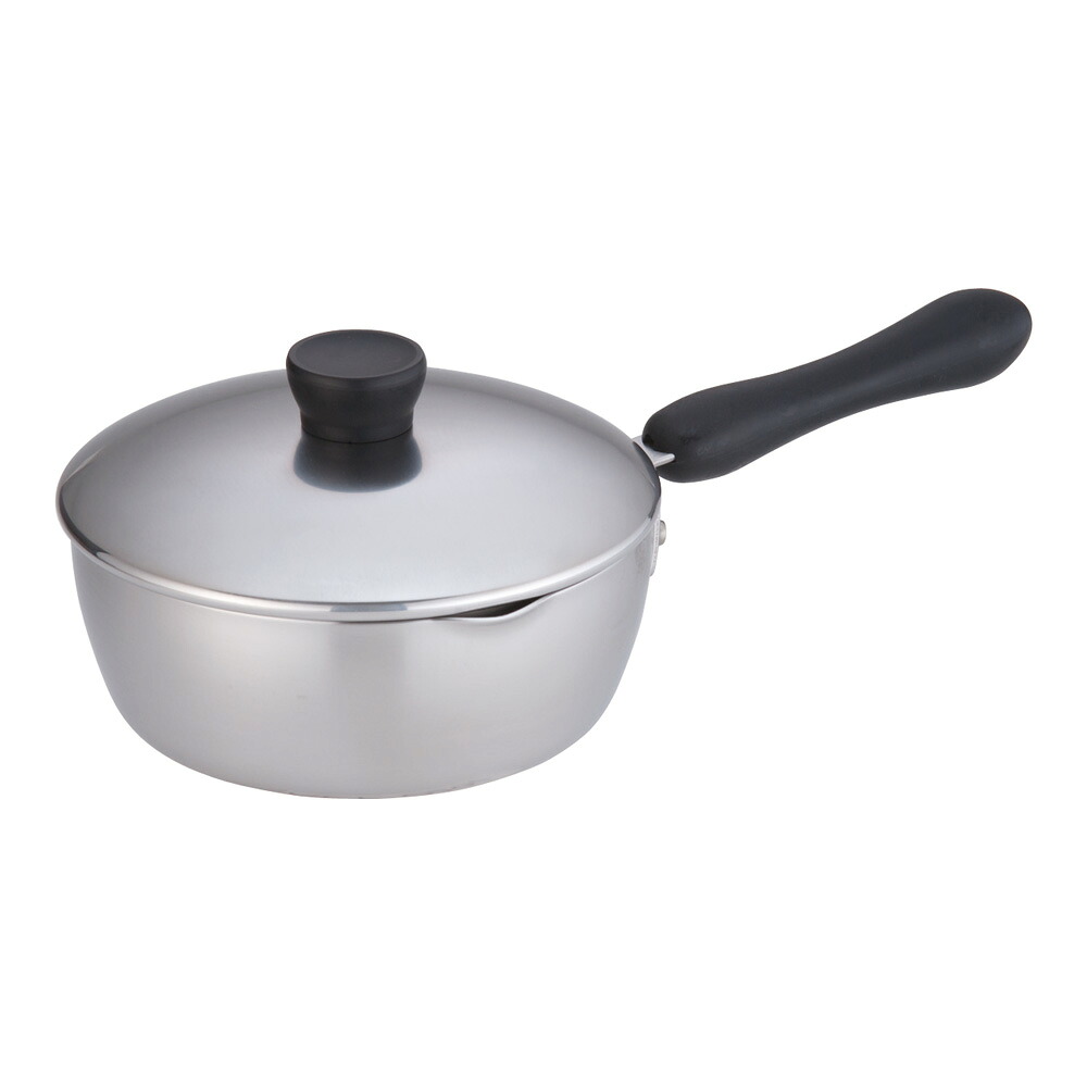エルム IH 3層鋼 ユキヒラパン　18cm 　1.5L 片手鍋 IH対応 100V 200V 軽量 焦げ付きにくい (1-0053-0801)｜食器の通販 KYOEI