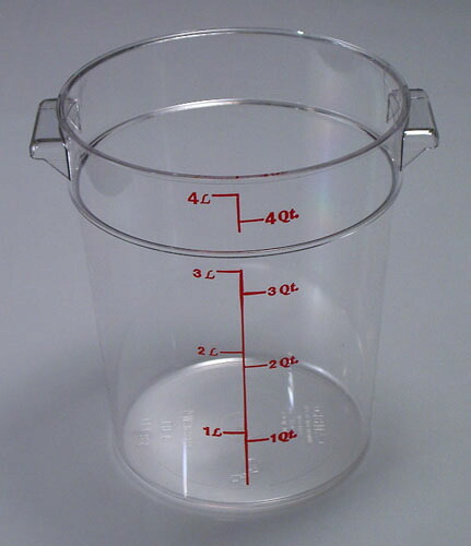 キャンブロ 丸型フードコンテナー　RFSCW8 　蓋なし プラスチック製 保存容器 CAMBRO 食器洗浄機対応 目盛り付き (1-0211-0305)