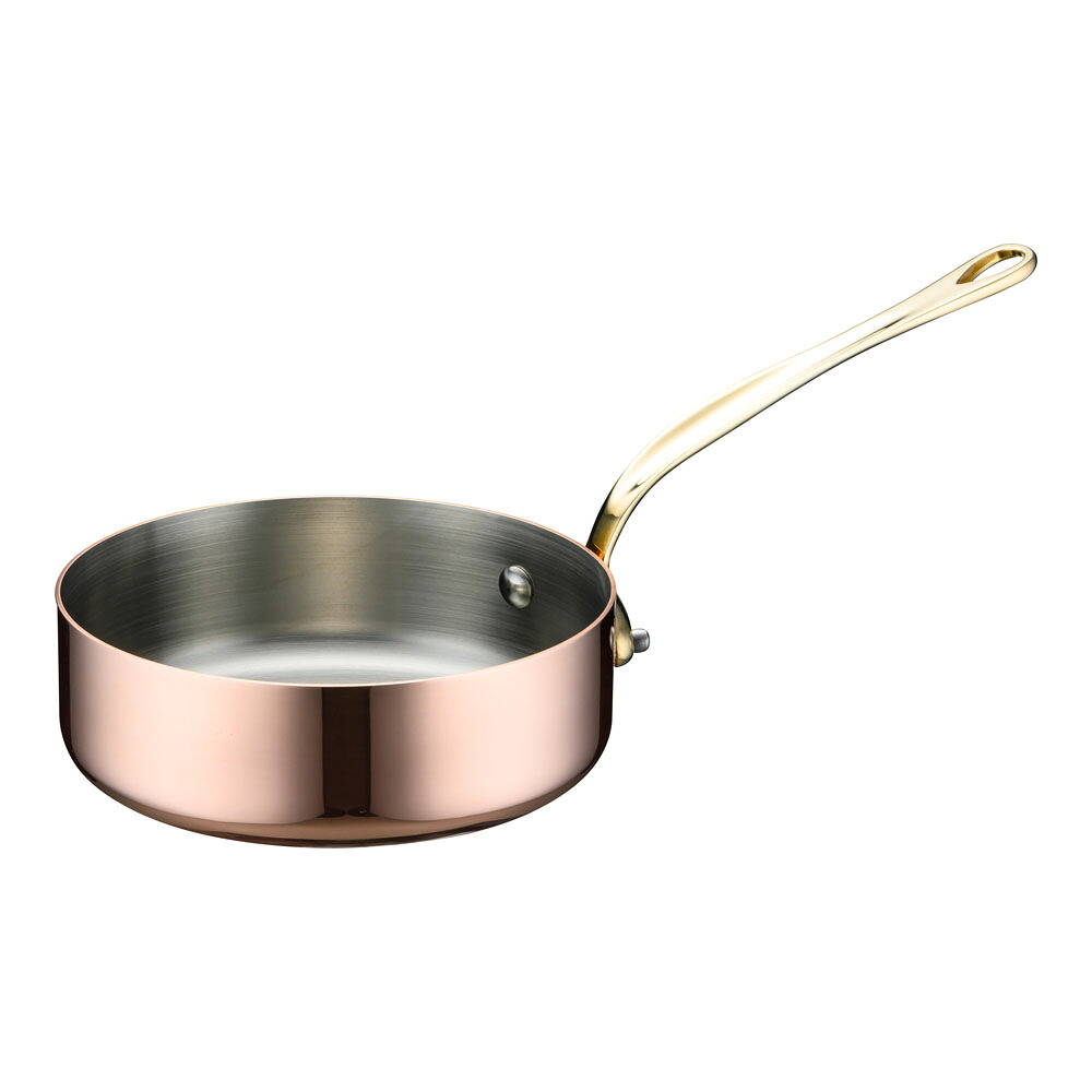 モービルカパーイノックス片手浅型鍋　(蓋無)6523.16　16cm 　Mauviel 卓上用 テーブルサービス COPPER+STAINLESS STEEL (1-1909-0301)
