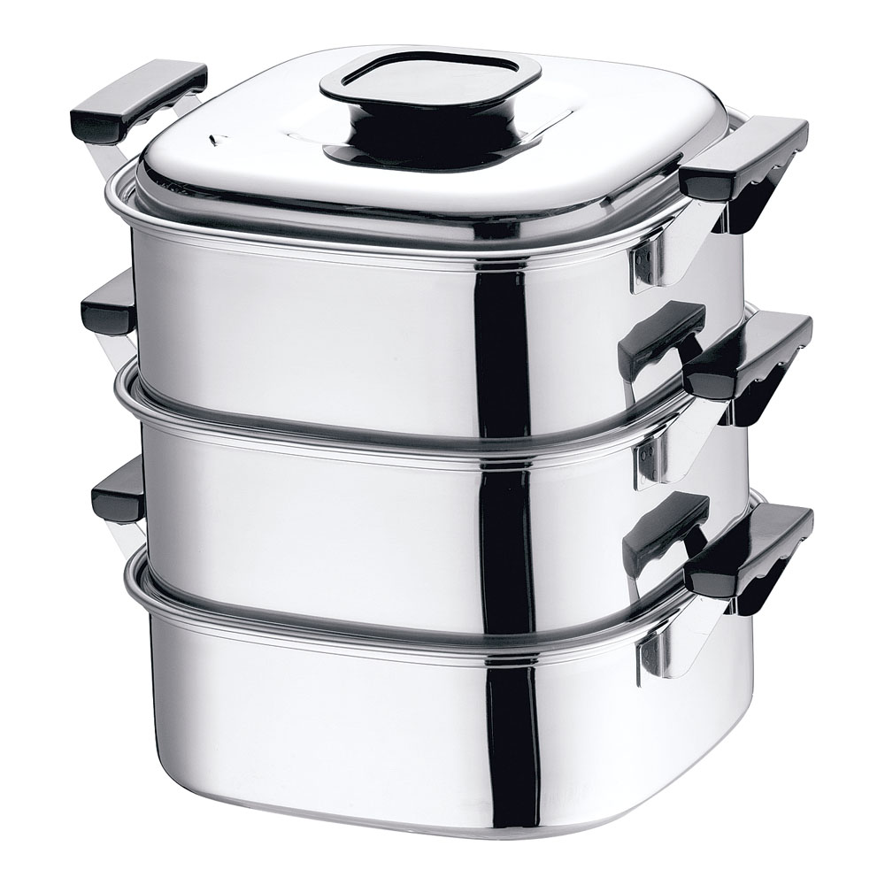ステンレス製 桃印18-0角型蒸器3段24cm (1-0411-1004)｜食器の通販 KYOEI