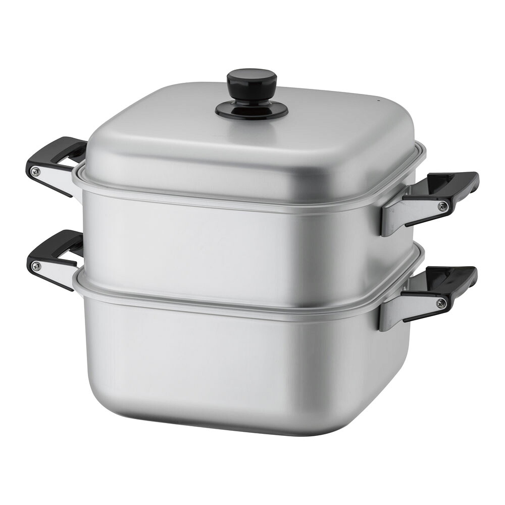 送料無料 アルマイト角型蒸器一重28cm (1-0411-0903)