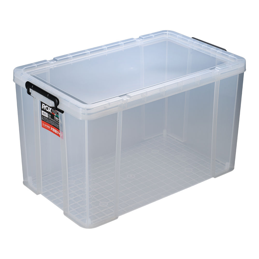 ※代引不可※ロックス 蓋付収納ケース　740-3L 　収納用品 コンテナ 衣装ケース プラスチック製 積み重ね可 頑強なボディ フタ付き 外れにくいアップロック式【直送DSF_TKG】 (1-0175-0114)｜食器の通販 KYOEI