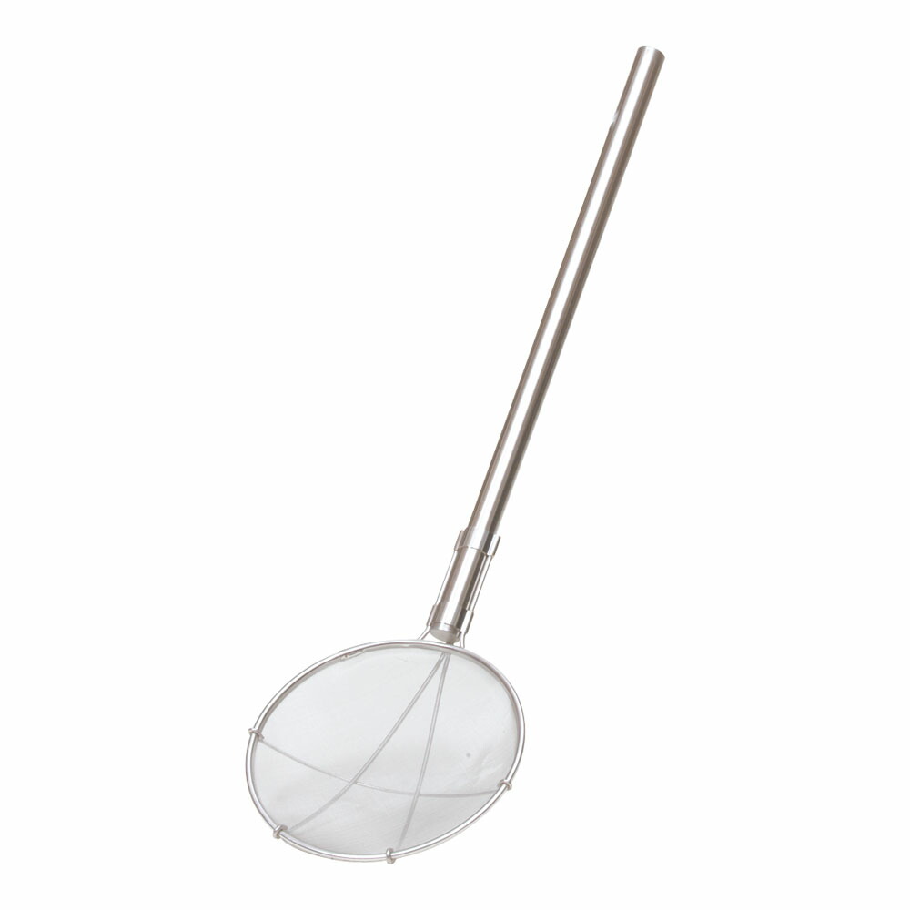 TS パイプ柄給食用すくい網 丸型　24cm　極細目　　柄長60cm 　業務用 すくいざる 給食用品 ステンレス製 大量調理【ISF_TKG】 (1-0201-0305)