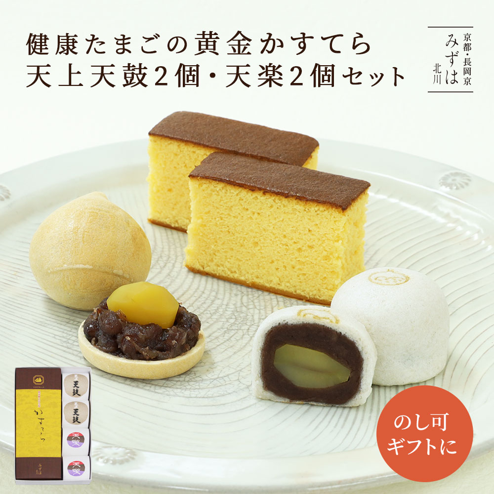 和菓子 母の日ギフト | かすてら・天上天鼓２個・天楽２個セット【のし紙可】【送料無料】 スイーツ プレゼント 高級 お取り寄せ 京都 和菓子 詰め合わせ 保存料不使用