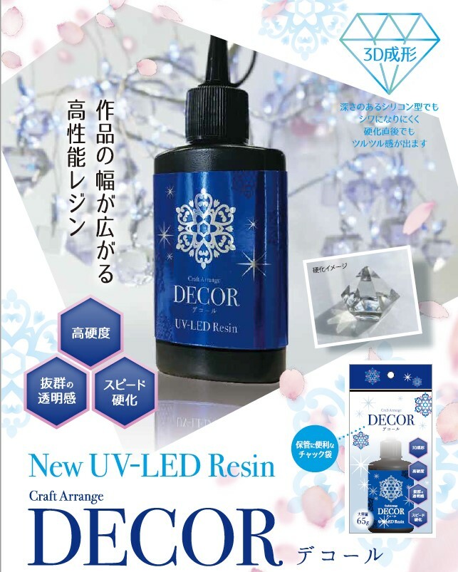 市場 レジン液 65g UVレジン液 デコール 高品質 日本製 大容量 クラフトアレンジ DECOR UV-LED ×4個セット