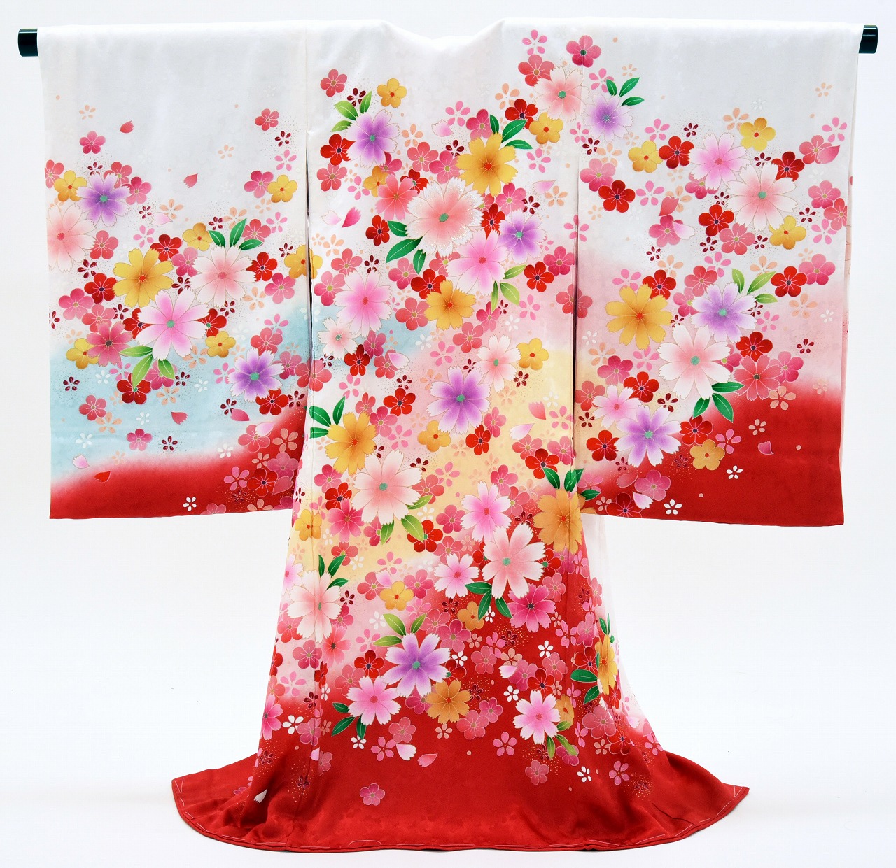 【 レンタル 】【ゆったり4泊5日レンタル】 レンタル着物 花 フルセット 着物 産着 祝着 セット レンタル産着 花柄 桜 女児 子供着物 赤ちゃん かわいい 新生児 ベビー お祝い着 お宮参り 祝い着物 初着 女の子祝着 白地 赤 送料無料｜京きもの雅