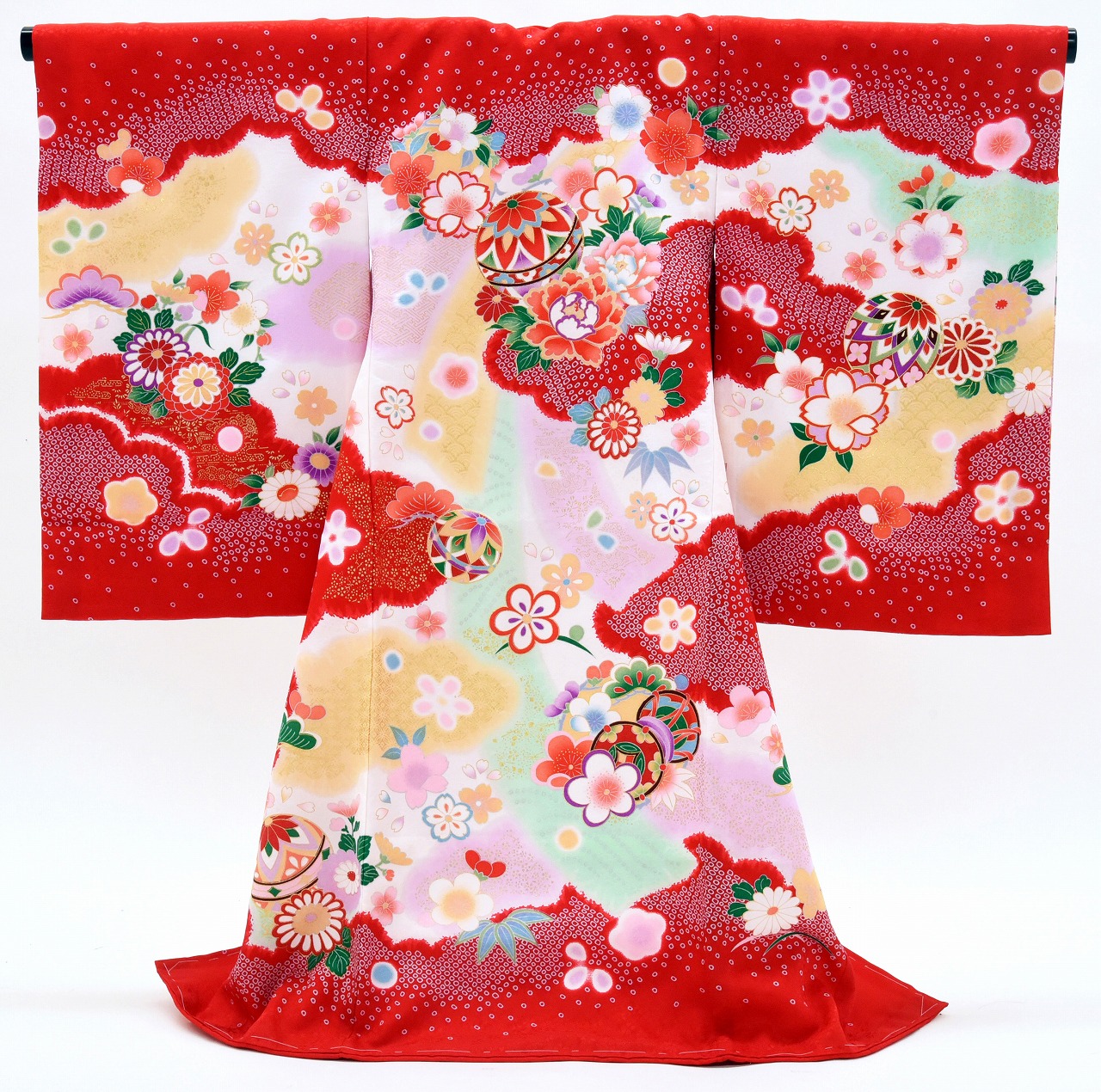 【 レンタル 】 お宮参り 女の子 祝着 セット 産着 赤ちゃん レンタル産着 初着 産着レンタル 祝着レンタル 女の子祝着 女の子産着 女の子着物 高級 帽子 赤 正絹 女児 送料無料 着物セット レンタル 毬 帽子 古典