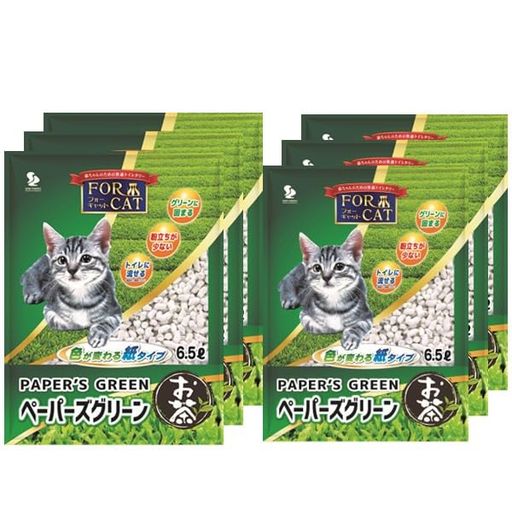 新東北化学工業猫砂ペーパーズグリーンお茶6.5Lx6個(ケース販売)