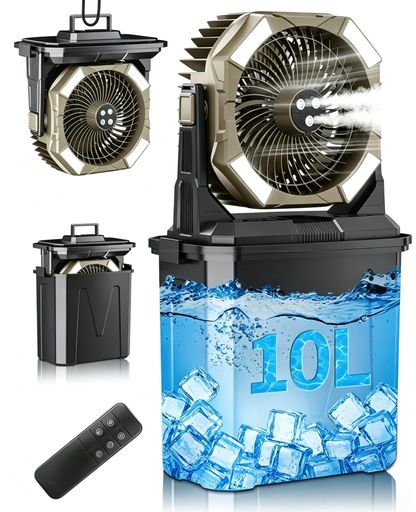 Ryofuga 難民キャンプ 扇風機 ミストファン 40000mAh大電気容量 アウトドア信奉者 10L水貯蔵タンク 冷風扇 噴霧役立つこと DC原動機 静音 ちょっとの間冷やかす 卓上扇風機 上下首商い口 ともし火付き添い人 超長時間年代順の継続当てはめる 風量4度合い…