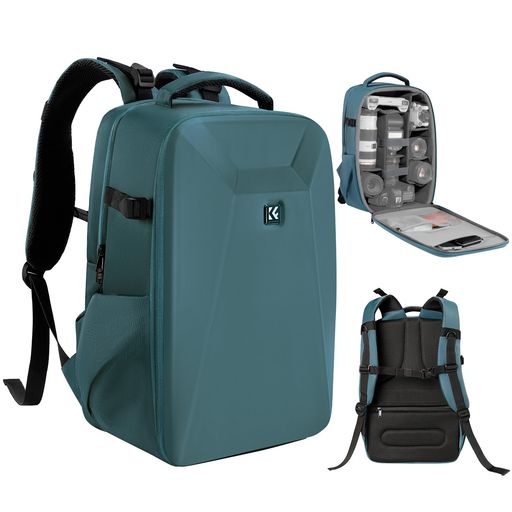 K&FConceptカメラバッグカメラリュックリュックサック大容量おしゃれEVA耐衝撃22L16インチPC収納&三脚収納可一眼レフカメラバッグ
